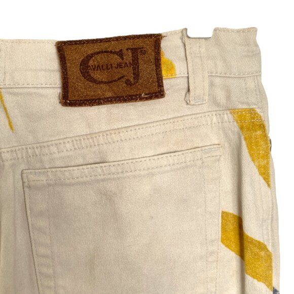 RARE SS2000 Roberto Cavalli Jeans Vintage Y2k Gray Yellow Floral Jeans Size 27 - Picture 9 of 13